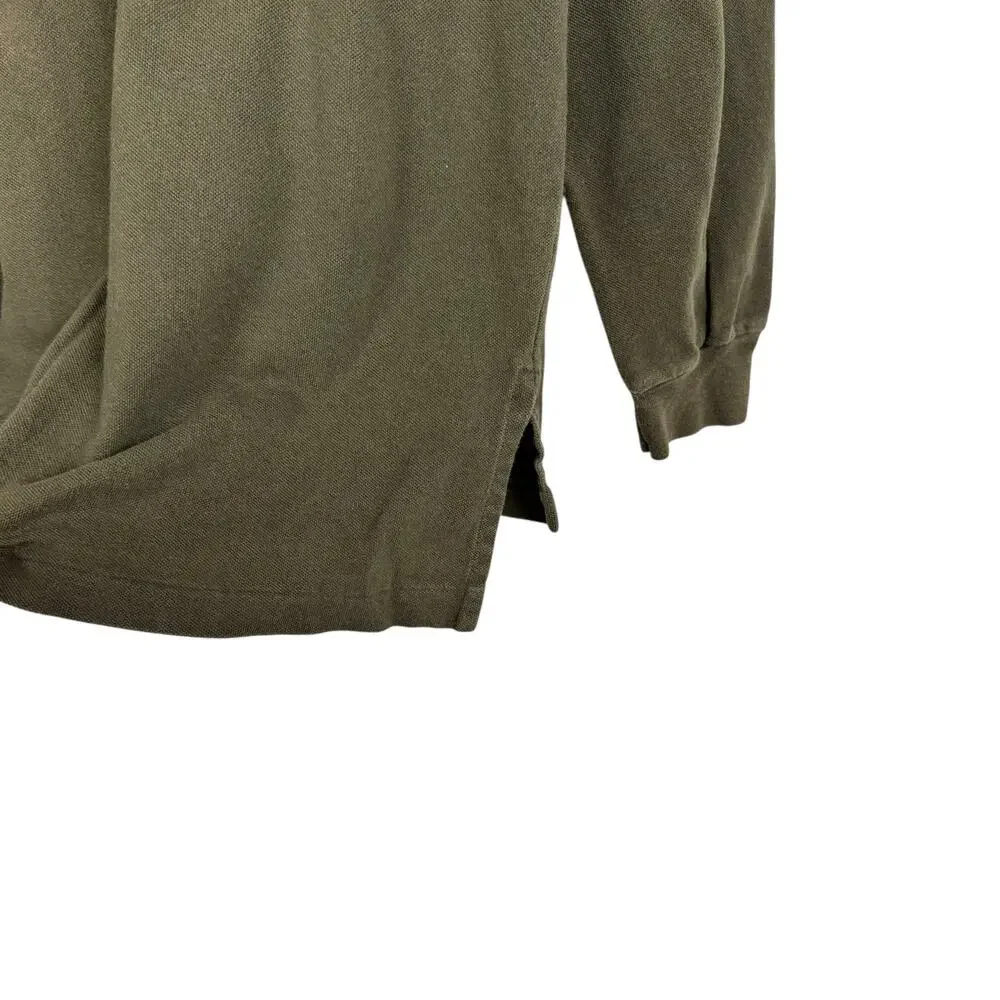 Polo‎ Ralph Lauren Green Cotton Classic Fit Collared Long Sleeve Top XL Vintage